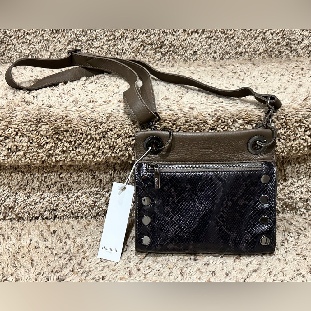 Hammitt Snakeskin and Brown Crossbody Bag